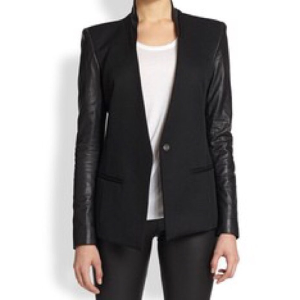 NWOT helmut Lang leather sleeve tux blazer jacket